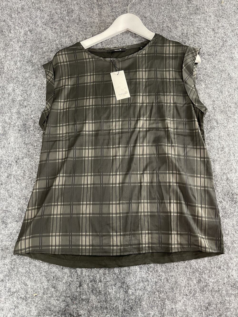 OPUS Blouse Womens 8 Plaid Sleeveless Top Shirt Green NWT N13
